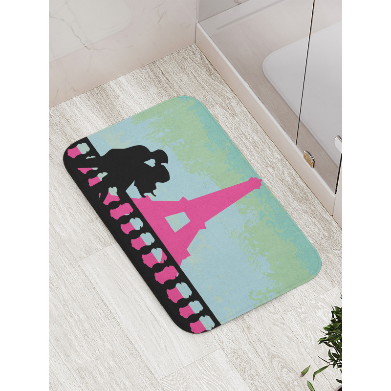 Hand Drawn Couple Kissing Bath Mat