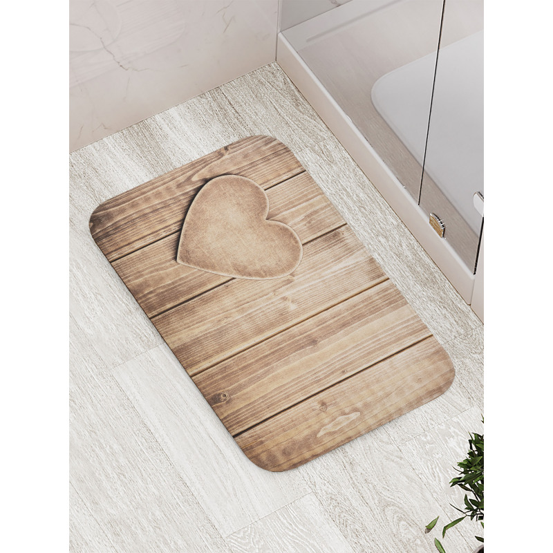 Rustic Heart Planks Bath Mat