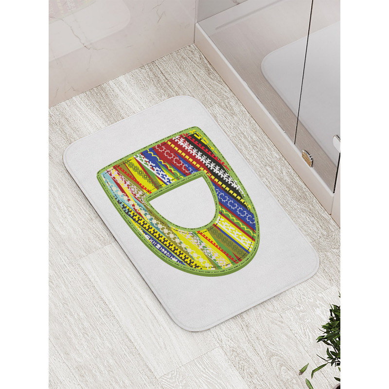 Letter Ornament Retro Bath Mat