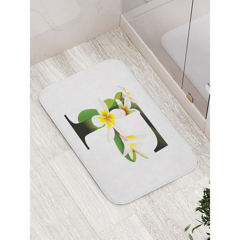 Frangipani Green Theme Bath Mat