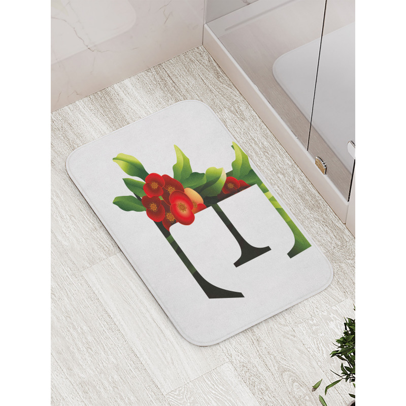 Alphabet Red Blooms Bath Mat