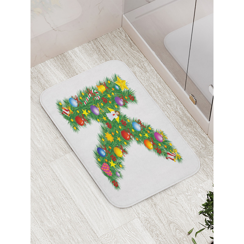 Tree Font Xmas Bath Mat