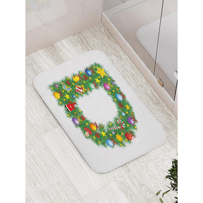 Happy Christmas Pine Bath Mat