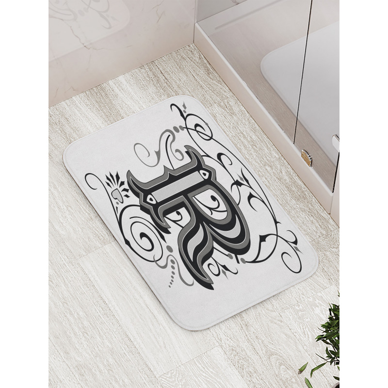 Antique R Typography Bath Mat