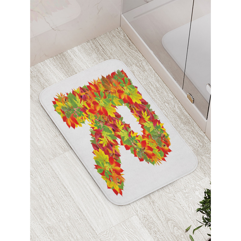 Floral R Maple Leaves Bath Mat