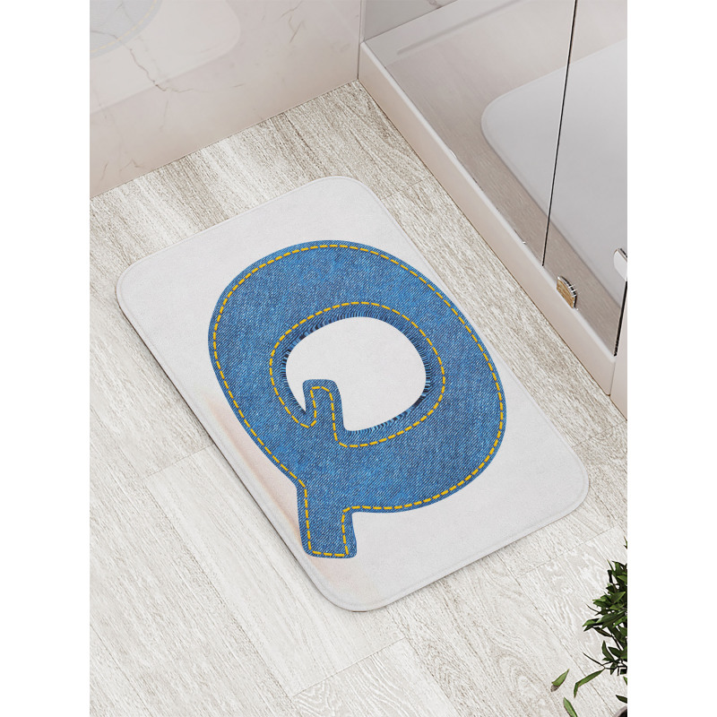 Conceptual Denim Font Bath Mat