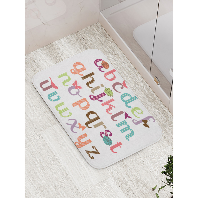 Girly Feminine Alphabet Bath Mat