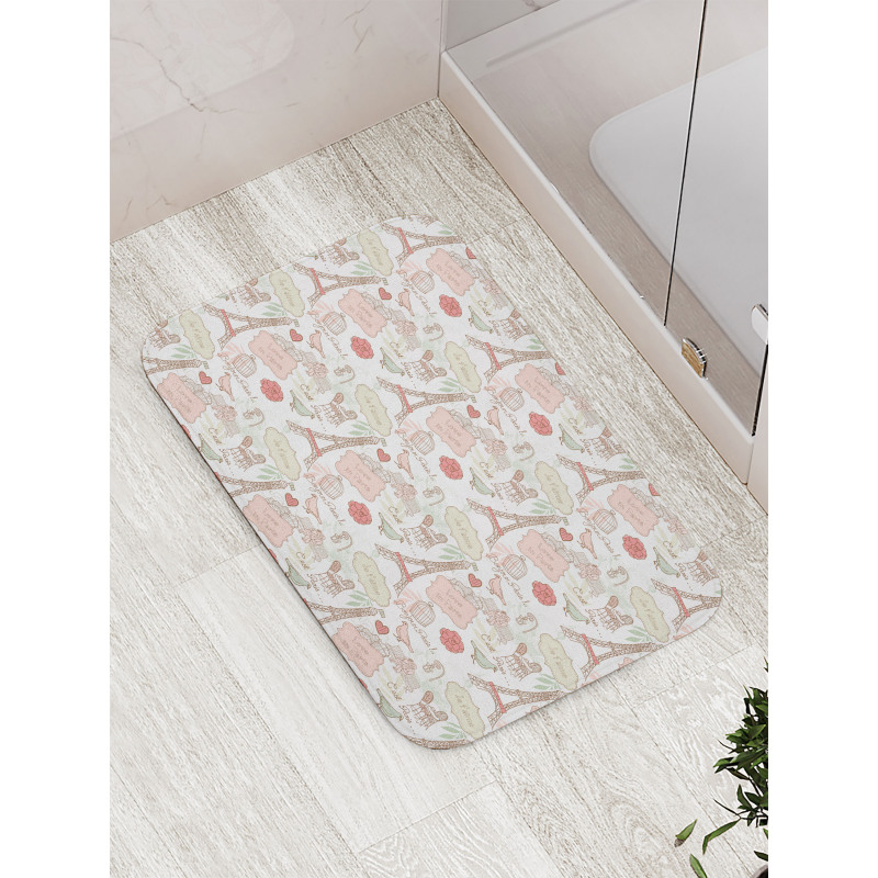 Lovers in Streets Flowers Bath Mat