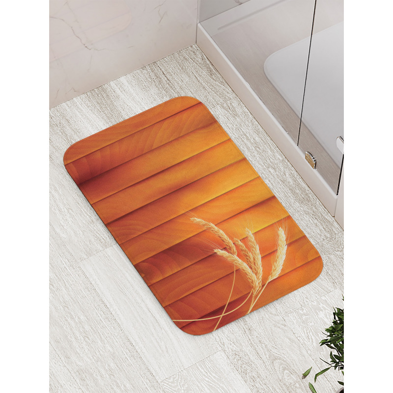 Wheat Spikes Wood Plank Bath Mat