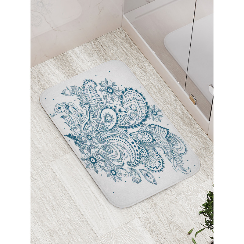 Ornate Floral Leaf Arrangement Bath Mat