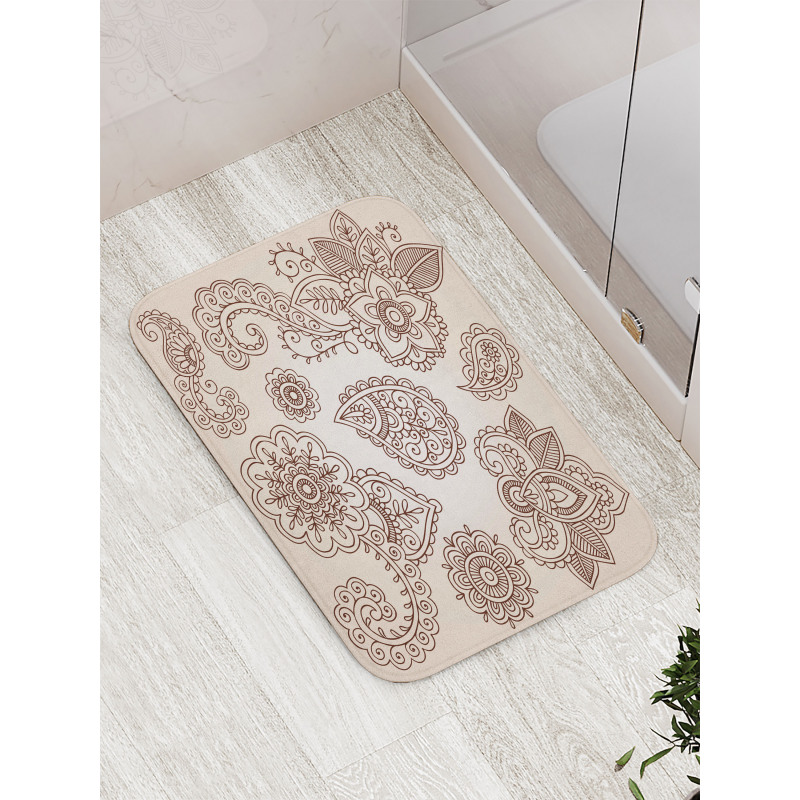 Monochrome Paisley Doodle Bath Mat