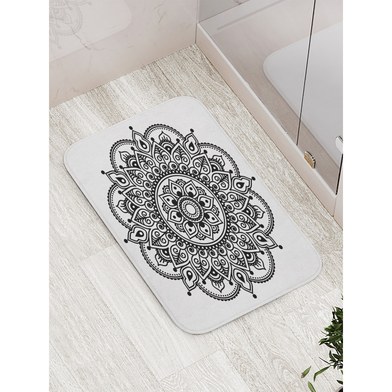 Symmetrical Flower Art Bath Mat