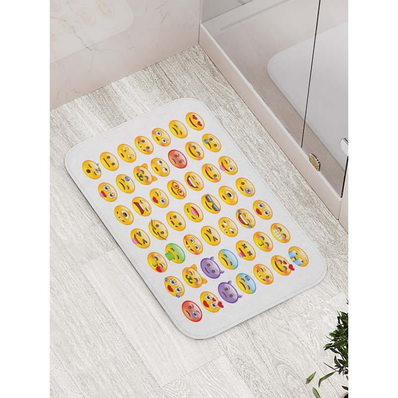 Many Emoticons Aliens Bath Mat