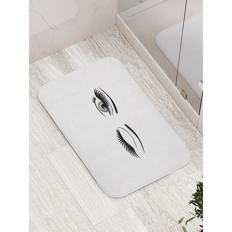 Flirting Winking Woman Bath Mat