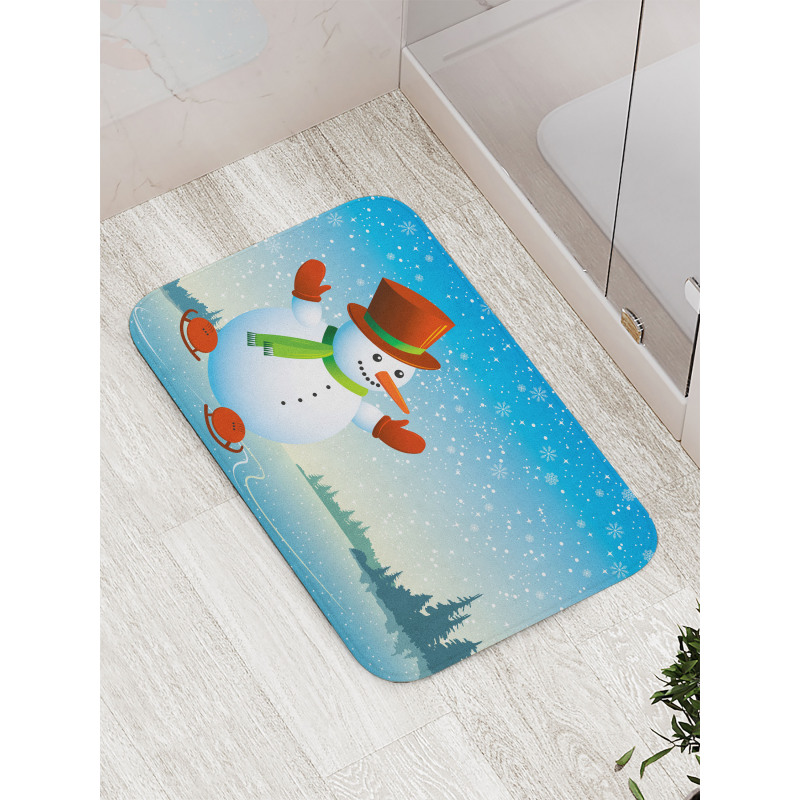 Skating Happy Cartoon Bath Mat