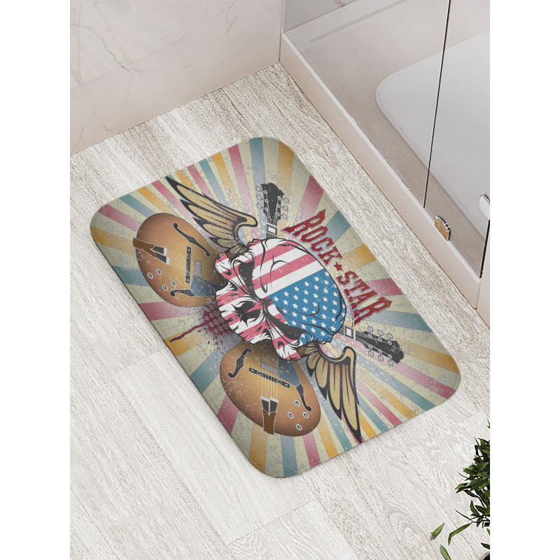 Angry Skull America Flag Bath Mat