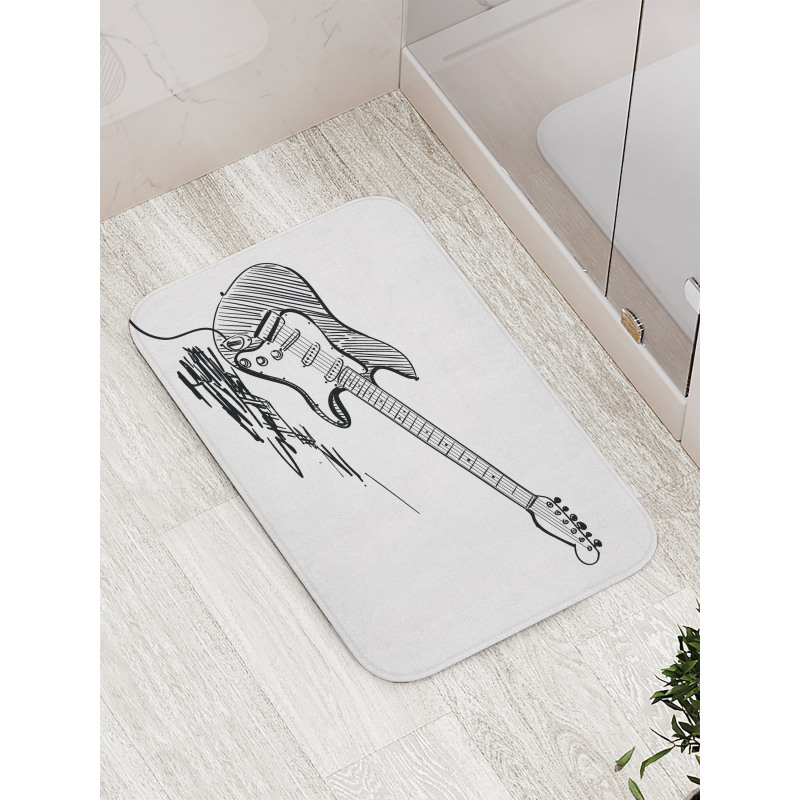 Rock Music Sketch Art Bath Mat