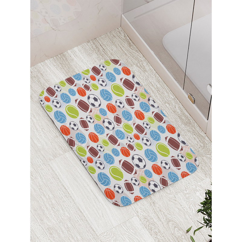 Basketball and Football Bath Mat