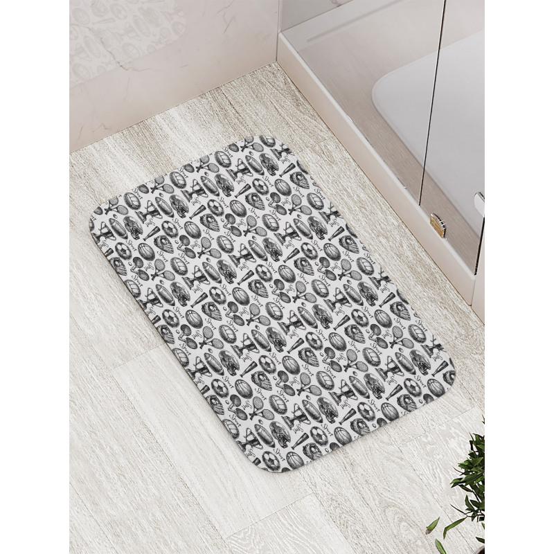 Monochrome Baseball Glove Bath Mat