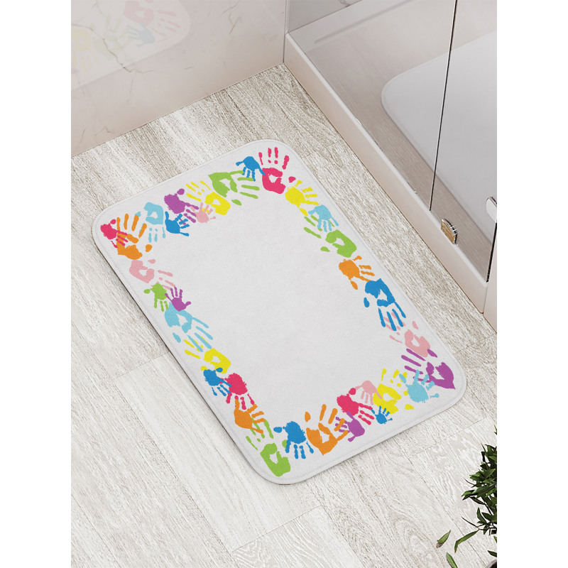 Colorful Handprints Bath Mat