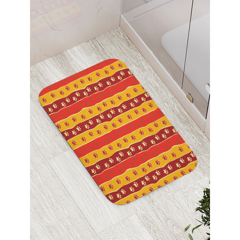 Cat Dog Paw Trace Pattern Bath Mat