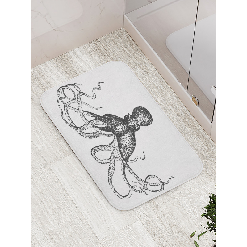 Aquatic Animal Sketch Bath Mat