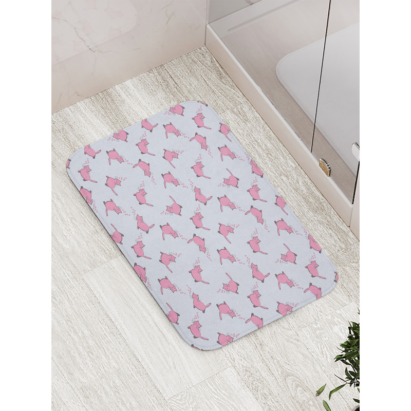 Romantic Pink Kittens Bath Mat