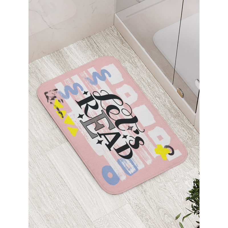 Lets Read Phrase Pastel Bath Mat