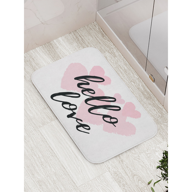 Romantic Phrase Hearts Bath Mat