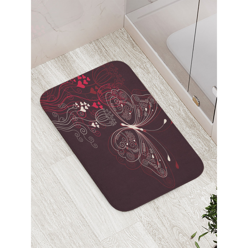 Floral Heart Pattern Bath Mat