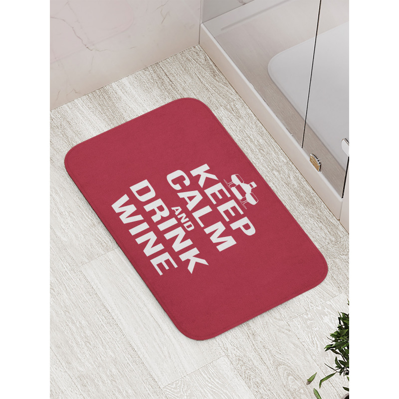 Drink Wine Slogan Bath Mat