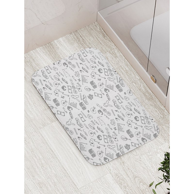 Monochrome Dollar Doodle Bath Mat