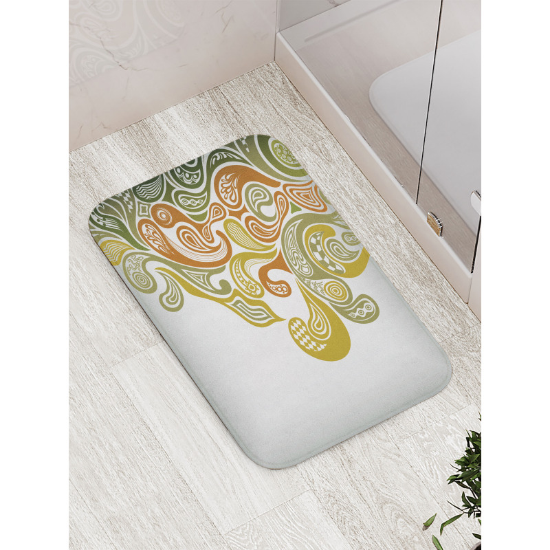Modern Scroll Leaf Bath Mat