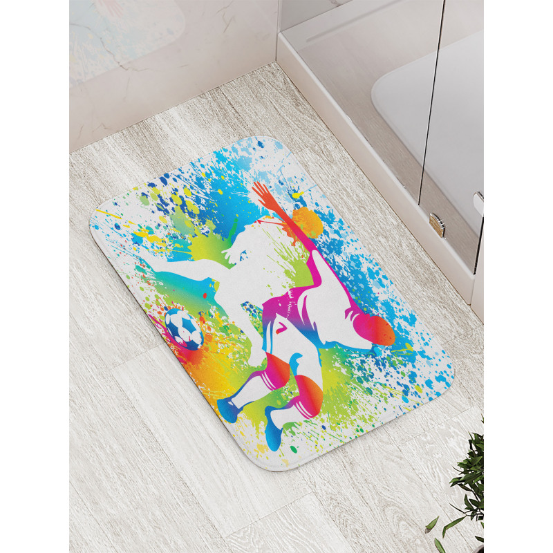 Football Players Colorful Bath Mat