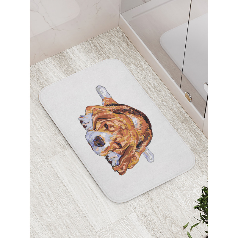 Old Dog Resting Sketch Bath Mat