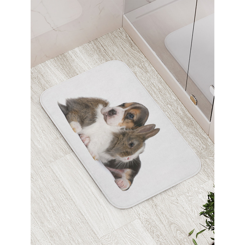 Rabbit Puppy Pet Friends Bath Mat