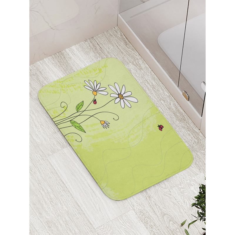 Chamomile Ladybugs Art Bath Mat