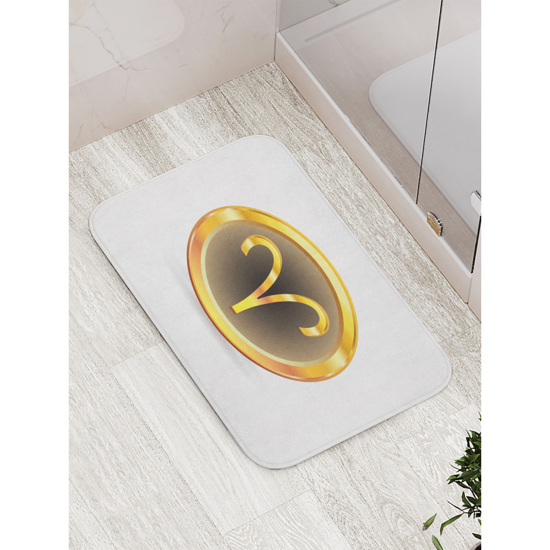 Yellow Round Sign Bath Mat