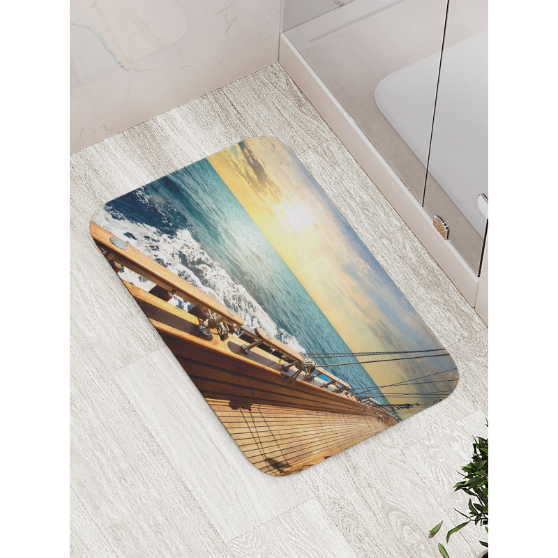 Yacht on Sea Sunset Bath Mat