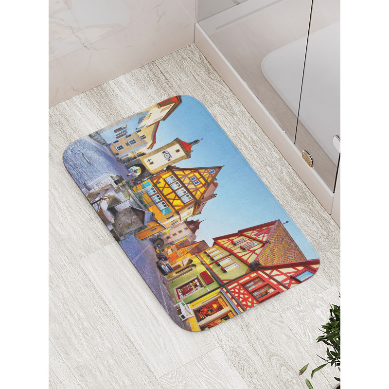 Colorful Street Houses Bath Mat