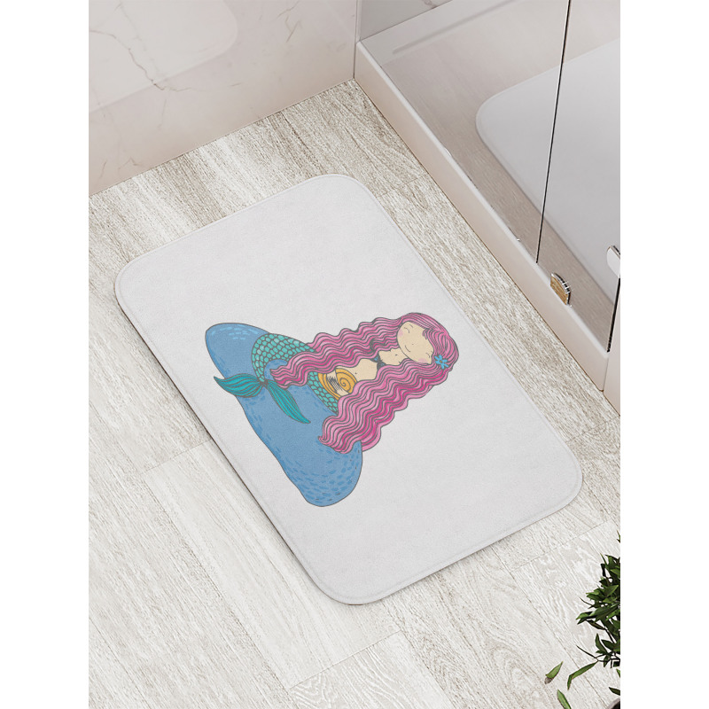 Girl Pink Hair Bath Mat