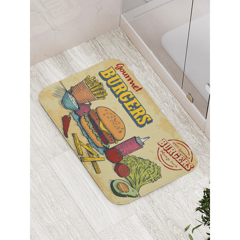 Burger Ingredients Bath Mat