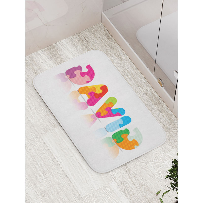 Colorful Puzzle Style Letters Bath Mat