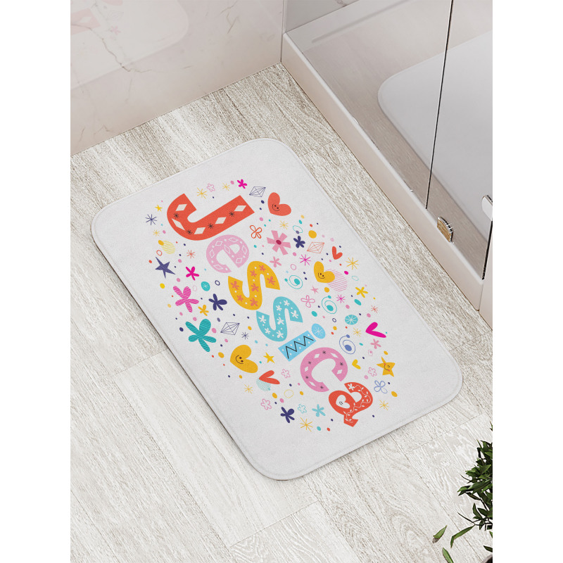 Retro Colorful Motifs Bath Mat