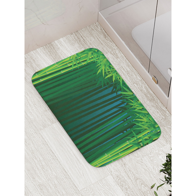 Green Leafy Branches Bath Mat