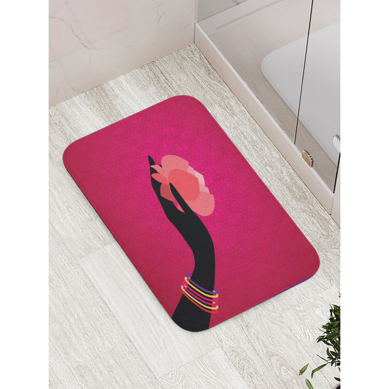 Woman Hand Silhouette Bath Mat