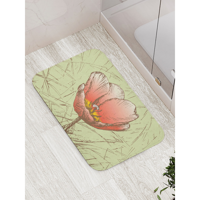 Romantic Flower Sketch Bath Mat