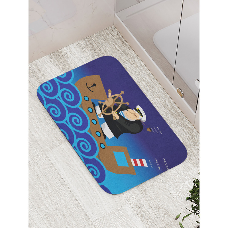 Captain on a Ship Bath Mat