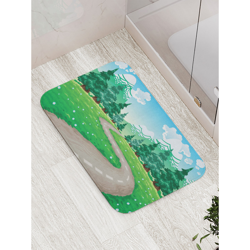 Pathway Among Pine Trees Bath Mat