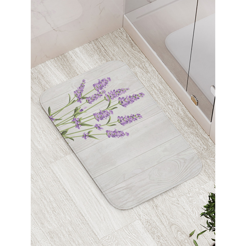 Herbal Bouquet on Wood Bath Mat